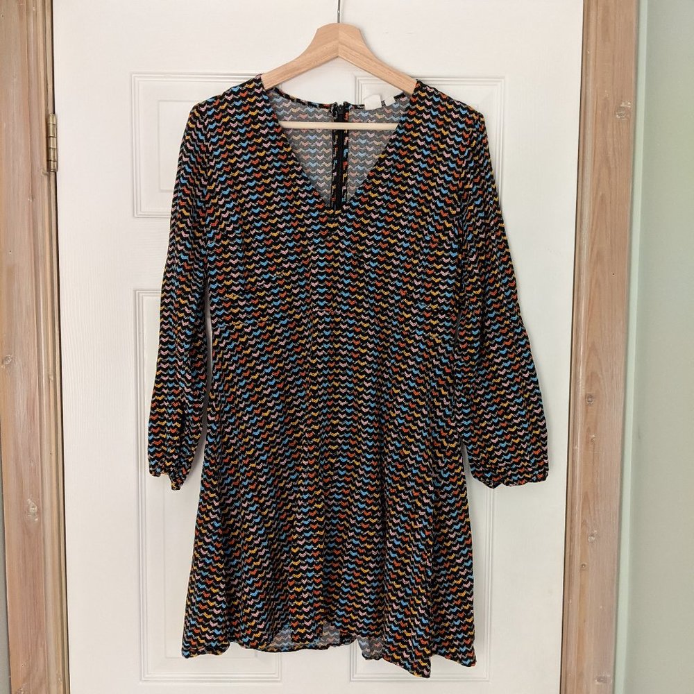 Multi-colored V neck dress